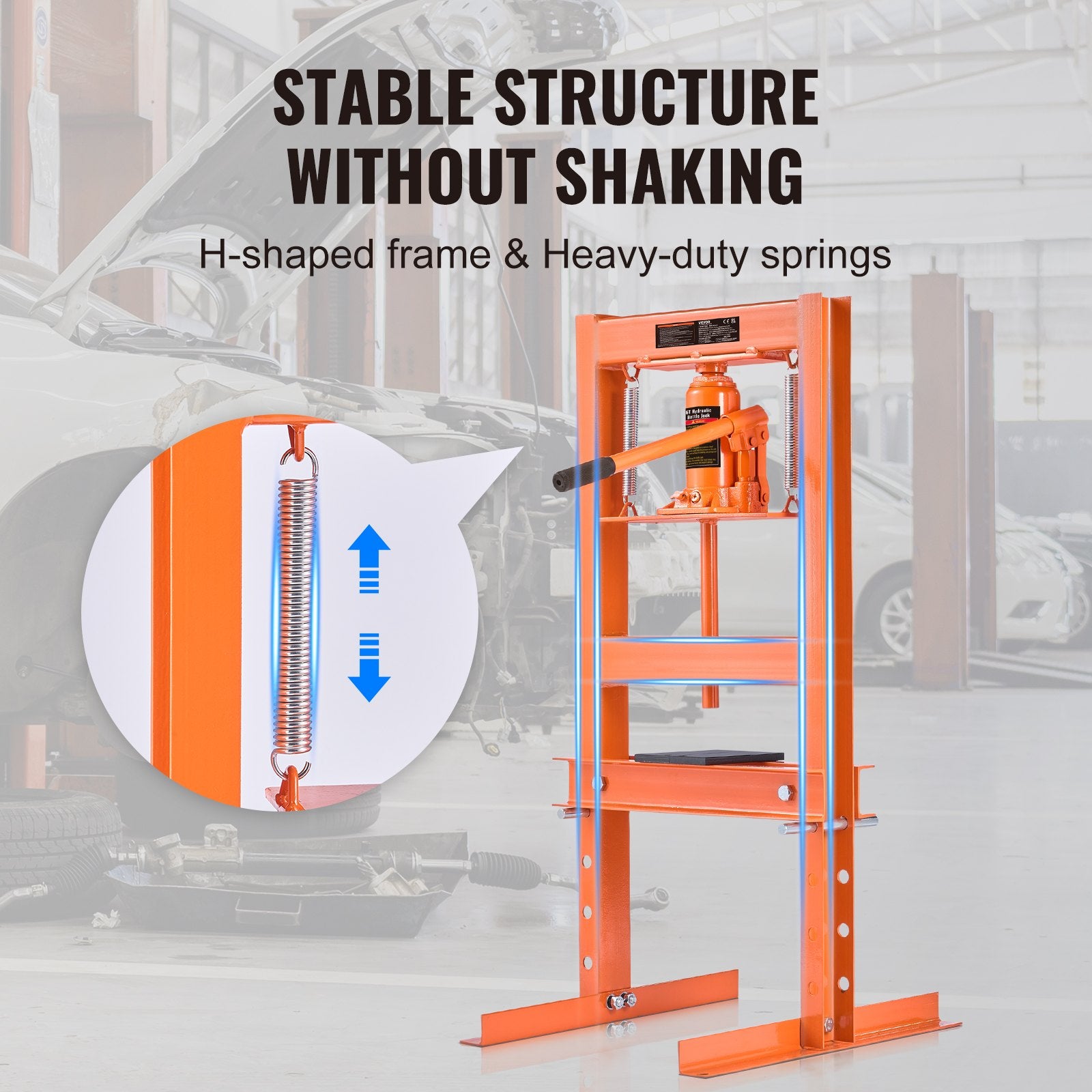 Hydraulic Shop Press, 6 Ton H-Frame Hydraulic GarageShop Floor Press, Adjustable Shop Press With Press Plates, Heavy Duty Hydraulic Press For Garage, Shop, Workshop