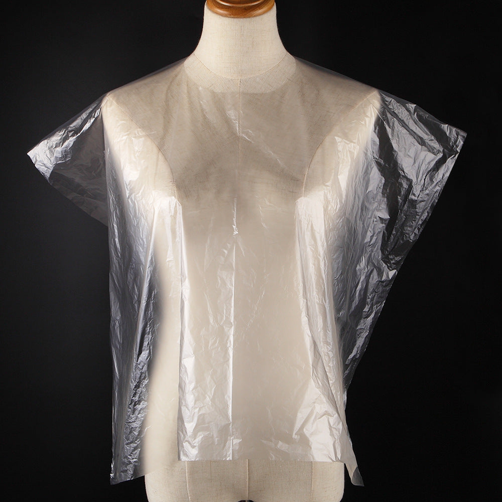 Disposable plastic shawl in barber shop