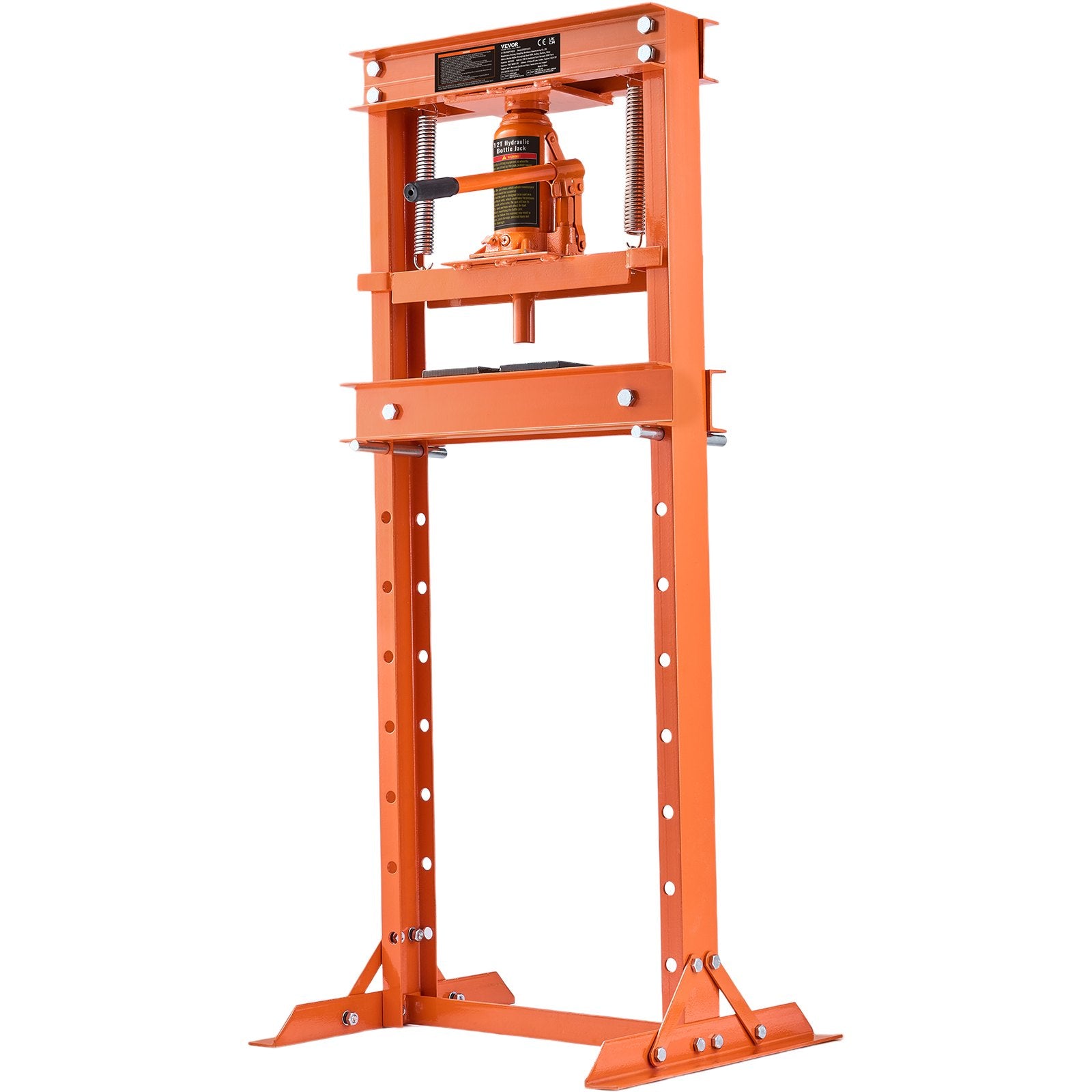 VEVOR Hydraulic Shop Press, 12 Ton H-Frame Hydraulic Garage Shop Floor Press, Adjustable Shop Press With Press Plates, Heavy Duty Hydraulic Press For Garage, Shop, Workshop