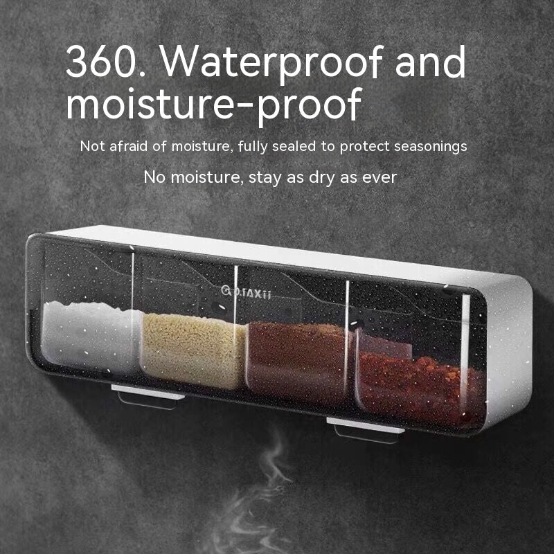 Home Wall Mount Kitchen Spice Box Four-grid Combination