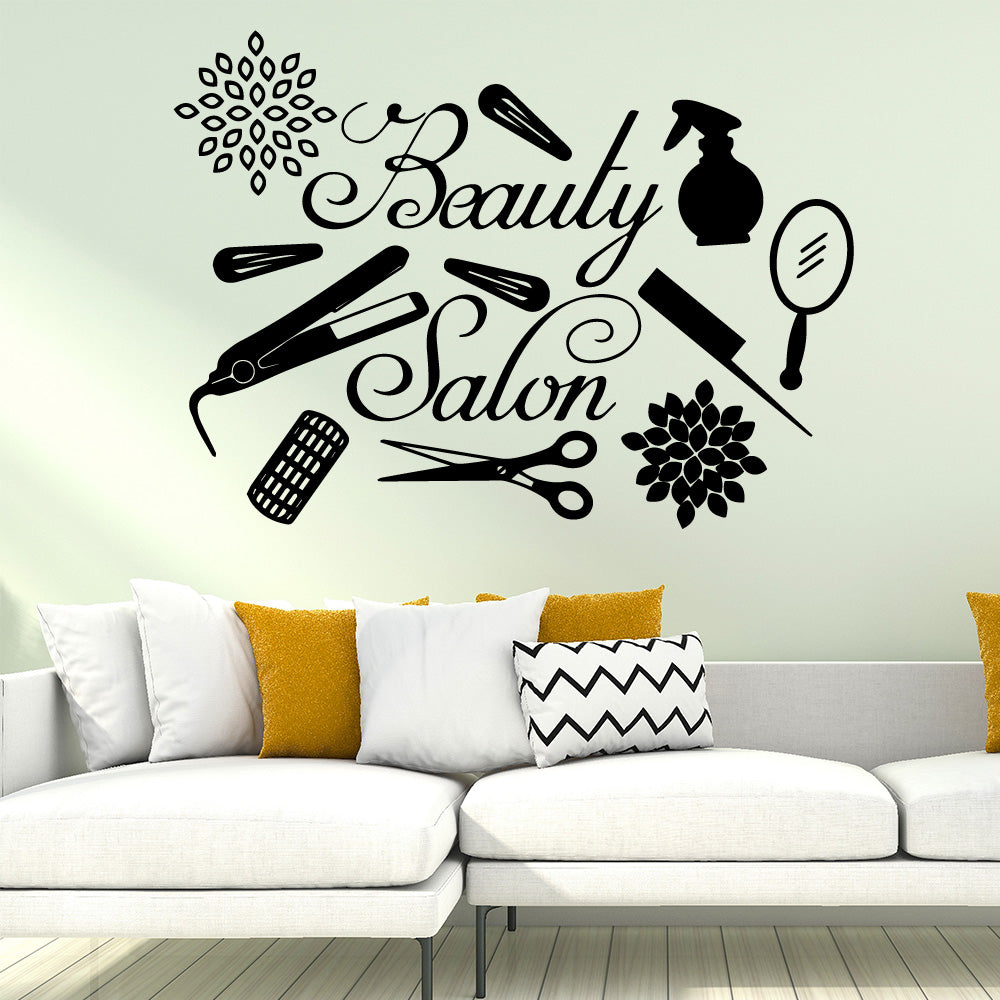 Carved Pattern Barber Shop Window Sticker