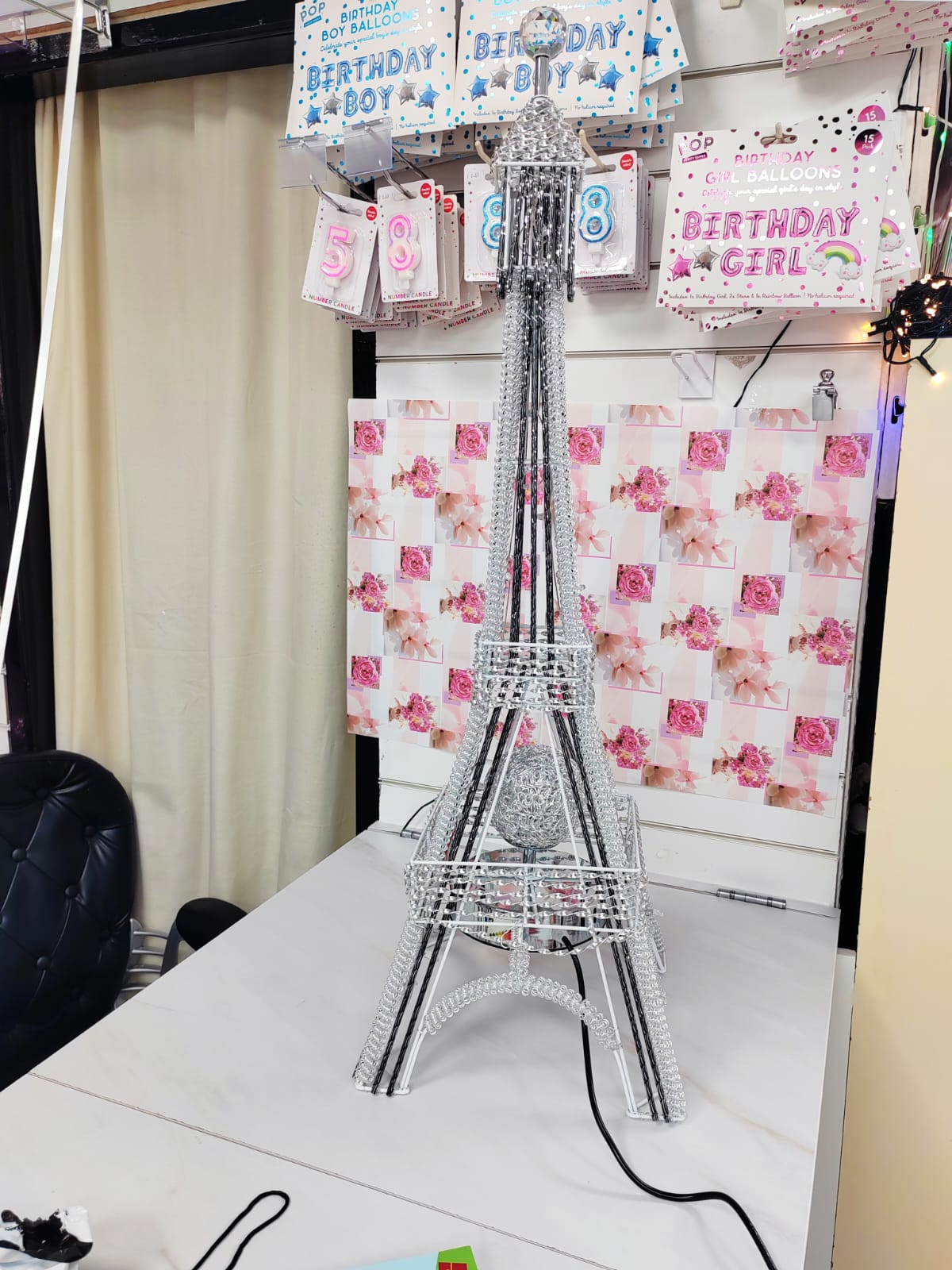 Small Clear Crystal Diamante LED Eiffel Tower Table Lamp