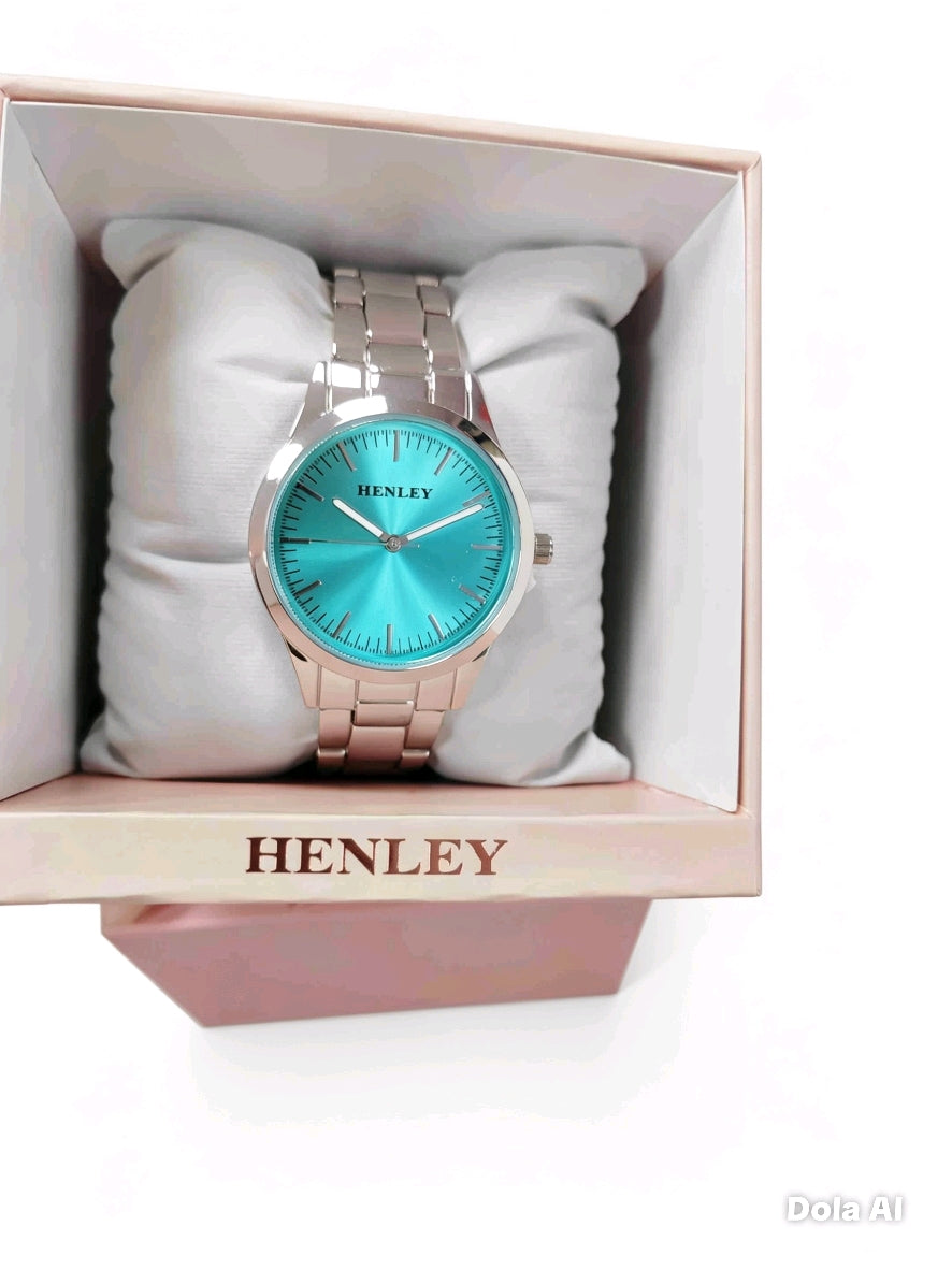 Henley Women's Watch | Silver Tone | Blue Sunburst Dial | Stainless Steel Bracelet