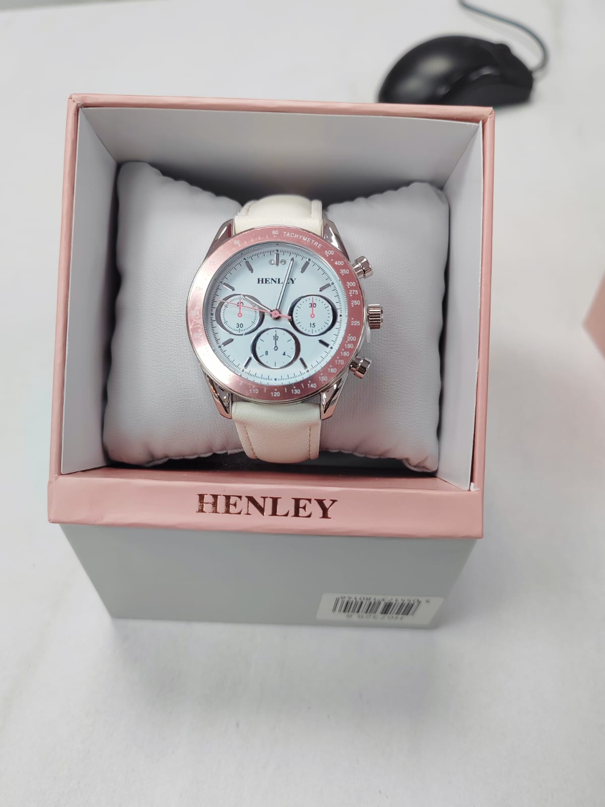 Henley Women's Watch | Silver & Rose Gold Tone | White Dial | White Faux Leather Strap