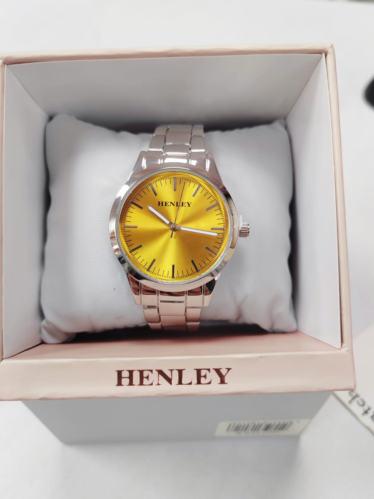 Henley Women's Watch | Silver Tone | Yellow Sunburst Dial | Stainless Steel Bracelet