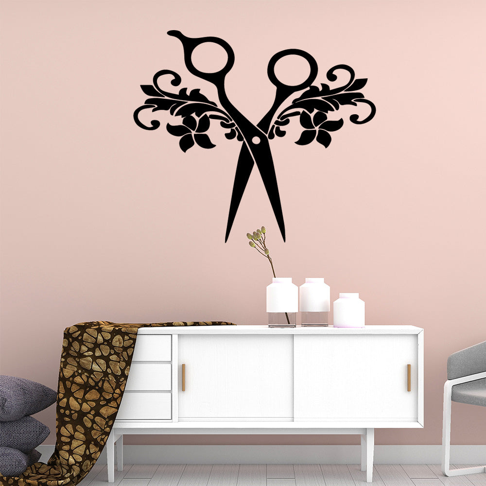 Carved Pattern Barber Shop Window Sticker