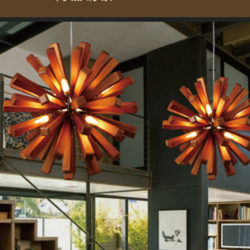 Creative Personality Chandelier Nordic Solid Wood Art Bedroom Lamps Shop Shop Barber Shop Study And Restaurant