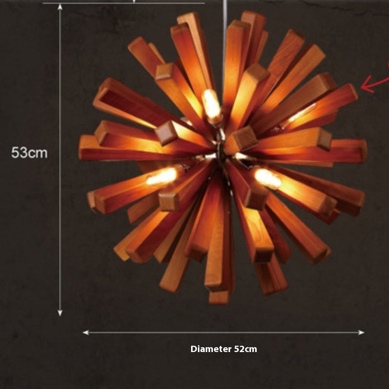 Creative Personality Chandelier Nordic Solid Wood Art Bedroom Lamps Shop Shop Barber Shop Study And Restaurant