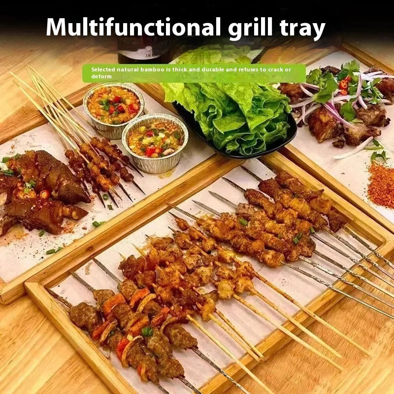 Barbecue Plate Bamboo Tray For Barbecue Shop
